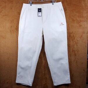 PUMA Pants Mens Size 36 White ACM MMQ Embroidered Logo AC Milan $125
